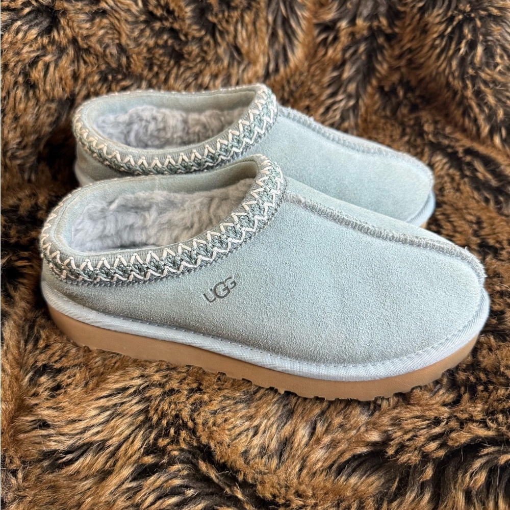 UGG Pastel Blue Suede Slippers
